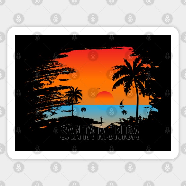 Santa Monica sunset Sticker by Mako Design 